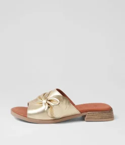 Women DIANA FERRARI Slides|Flats-Shebe Pale Gold Leather Slides