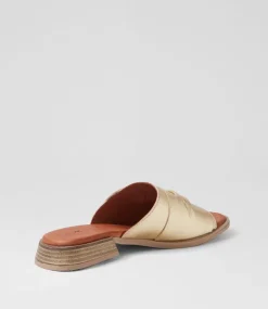 Women DIANA FERRARI Slides|Flats-Shebe Pale Gold Leather Slides