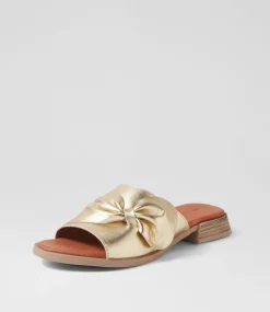 Women DIANA FERRARI Slides|Flats-Shebe Pale Gold Leather Slides