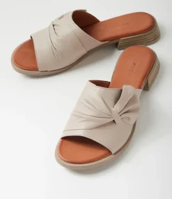 Women DIANA FERRARI Slides|Flats-Shebe Silver Grey Leather Slides