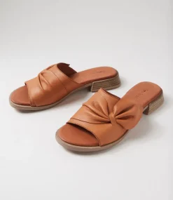 Women DIANA FERRARI Slides|Flats-Shebe Tan Leather Slides
