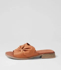 Women DIANA FERRARI Slides|Flats-Shebe Tan Leather Slides