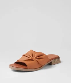 Women DIANA FERRARI Slides|Flats-Shebe Tan Leather Slides