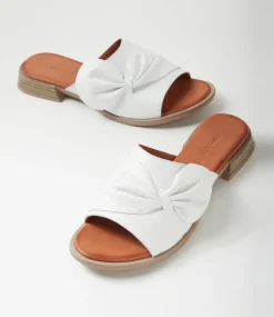 Women DIANA FERRARI Slides|Flats-Shebe White Leather Slides