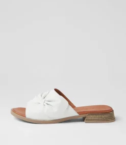 Women DIANA FERRARI Slides|Flats-Shebe White Leather Slides