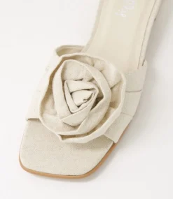 Women I LOVE BILLY Slides|Flats-Sherelle Beige Fabric Slides