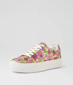 Women I LOVE BILLY Sneakers-Shinee Pink Silver Flower Jewels Sneakers