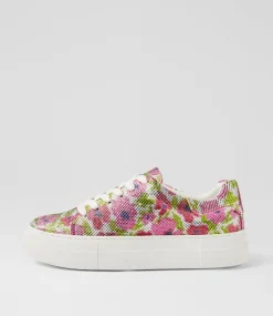 Women I LOVE BILLY Sneakers-Shinee Pink Silver Flower Jewels Sneakers