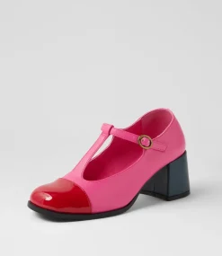 Women I LOVE BILLY Heels-Shinzan Dark Red Pink Patent Pu Heels