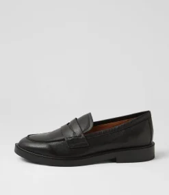 Women DIANA FERRARI Flats|Loafers-Sienza Black Leather Loafers