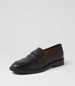 Women DIANA FERRARI Flats|Loafers-Sienza Black Leather Loafers