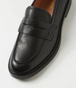 Women DIANA FERRARI Flats|Loafers-Sienza Black Leather Loafers