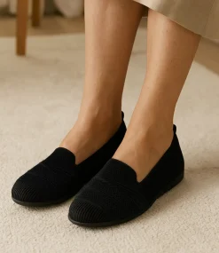 Women SUPERSOFT Comfort|Loafers-Silicie Black Knit Loafers