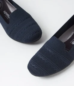 Women SUPERSOFT Comfort|Flats-Silicie Navy Fabric Loafers