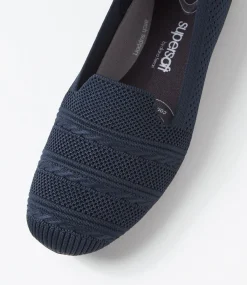 Women SUPERSOFT Comfort|Flats-Silicie Navy Fabric Loafers