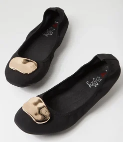Women I LOVE BILLY Flats-Simmal Black Nubuck Pu Flat Shoes