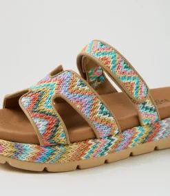 Women I LOVE BILLY Sandals-Simmie Bright Multi Synthetic Raffia Sandals