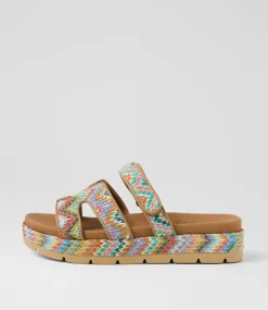 Women I LOVE BILLY Sandals-Simmie Bright Multi Synthetic Raffia Sandals