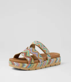 Women I LOVE BILLY Sandals-Simmie Bright Multi Synthetic Raffia Sandals