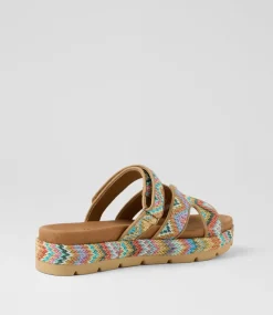 Women I LOVE BILLY Sandals-Simmie Bright Multi Synthetic Raffia Sandals