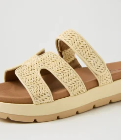Women I LOVE BILLY Sandals-Simmie Vanilla Synthetic Raffia Sandals