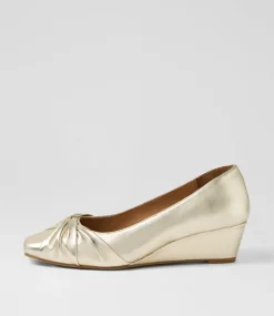 Women SUPERSOFT Comfort|Heels-Simmone Pale Gold Leather Heels