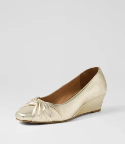 Women SUPERSOFT Comfort|Heels-Simmone Pale Gold Leather Heels