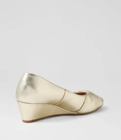 Women SUPERSOFT Comfort|Heels-Simmone Pale Gold Leather Heels