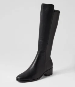 Women DIANA FERRARI Boots-SIMSIN DF BLACK LEATHER STRETCH SMOOTH