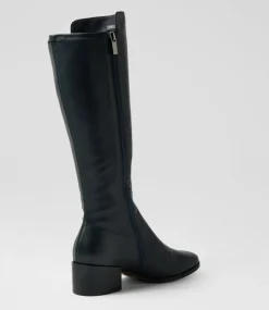 Women DIANA FERRARI Boots-Simsin Navy Leather Stretch Knee High Boots