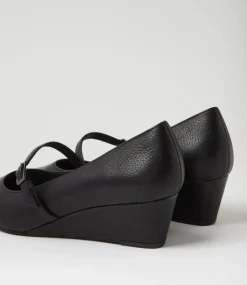 Women SUPERSOFT Comfort|Heels-Sizzi Black Covered Leather Heels