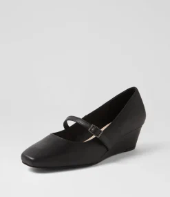 Women SUPERSOFT Comfort|Heels-Sizzi Black Covered Leather Heels