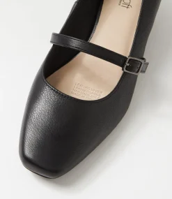 Women SUPERSOFT Comfort|Heels-Sizzi Black Covered Leather Heels