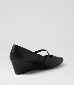 Women SUPERSOFT Comfort|Heels-Sizzi Black Covered Leather Heels