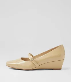 Women SUPERSOFT Comfort|Heels-Sizzi Nude Patent Leather Heels