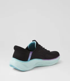 Women SKECHERS Sneakers-Skech Cloud Black Multi Fabric Sneakers