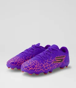 SKECHERS Sport School Shoes-Skx 1.5 Youth Purple Leather Sneakers