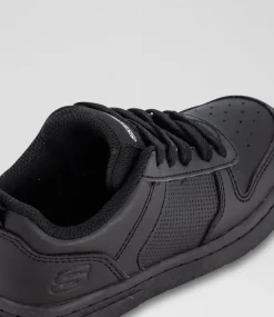SKECHERS Sport School Shoes|Junior School Shoes-Smooth Street Genzo Junior Black Fabric Sneakers