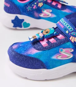 SKECHERS Sport School Shoes-Snuggle Skech Squad Toddler Navy Multi Mesh Sneakers