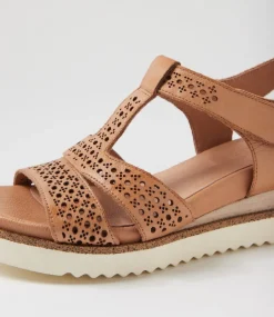 Women SUPERSOFT Comfort|Heels-Social Dark Tan Leather Sandals