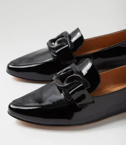 Women TOP END Loafers|Flats-Socoros Black Patent Leather Loafers