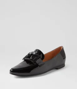 Women TOP END Loafers|Flats-Socoros Black Patent Leather Loafers