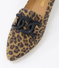 Women TOP END Loafers|Flats-Socoros Camel Leopard Suede Loafers