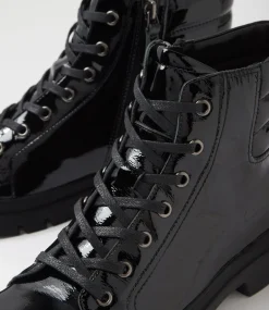 Women TOP END Boots-Soffey Black Patent Leather Ankle Boots