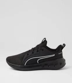 PUMA Sport School Shoes|Junior School Shoes-Softride Carson Junior Black White Mesh Sneakers