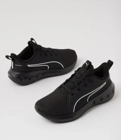 PUMA Sport School Shoes|Senior School Shoes-Softride Carson Senior Black White Mesh Sneakers