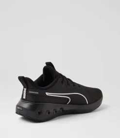 PUMA Sport School Shoes|Senior School Shoes-Softride Carson Senior Black White Mesh Sneakers