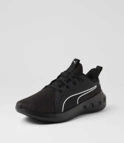PUMA Sport School Shoes|Senior School Shoes-Softride Carson Senior Black White Mesh Sneakers