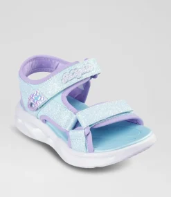 SKECHERS Sport School Shoes-Sola Glow Sandal Junior Light Blue Lavender Sneakers