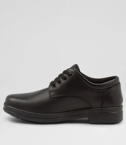 COLORADO Junior School Shoes-Solace Junior Matte Black Leather Lace Up Shoes